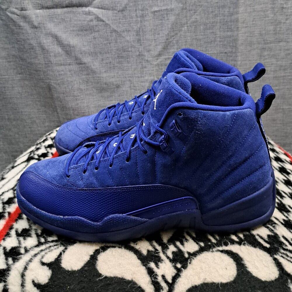 %Men Air Jordan 12 Retro "Deep Royal Blue" Suede Men's Size 13 AJ6